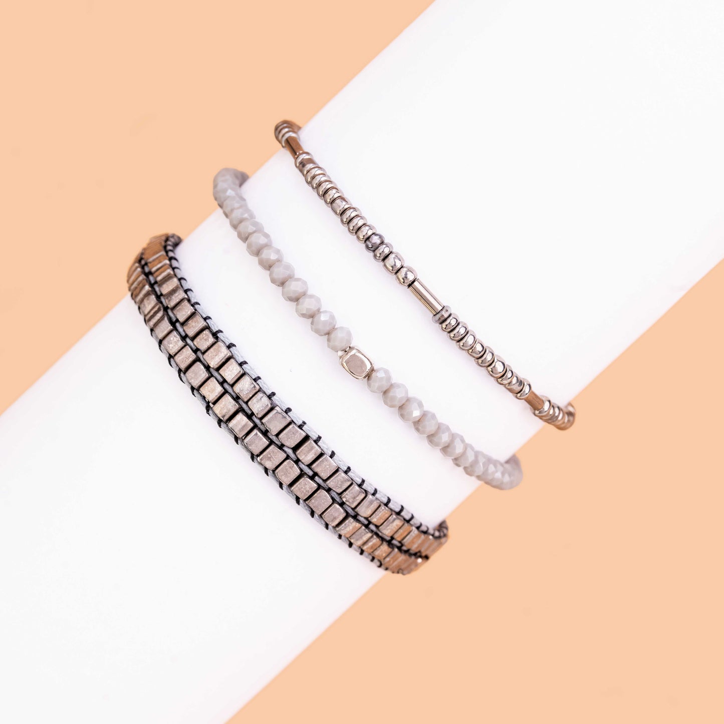 Silver Double Bracelet Set
