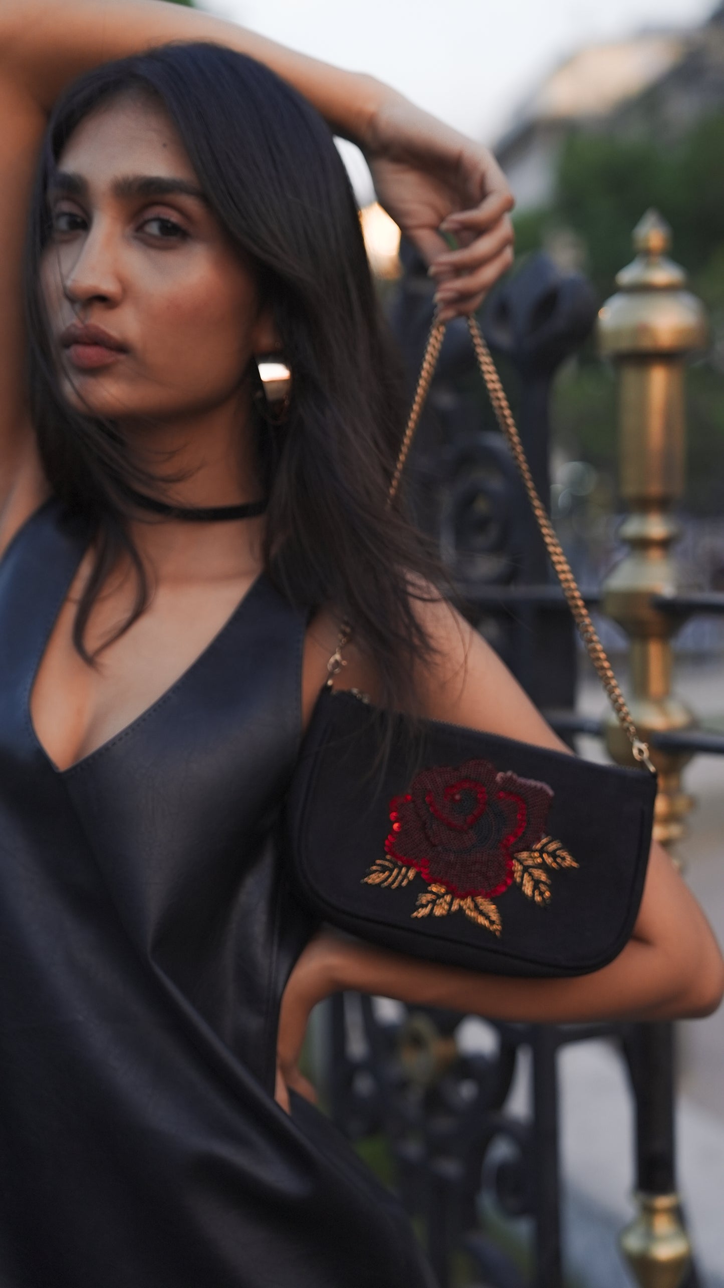 Rosette Baguette Shoulder Bag