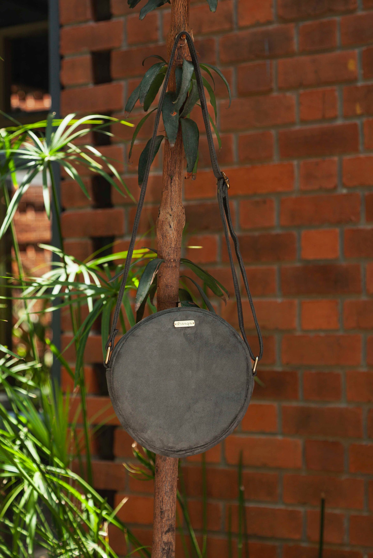 Olive and Brown Round Sling Bag