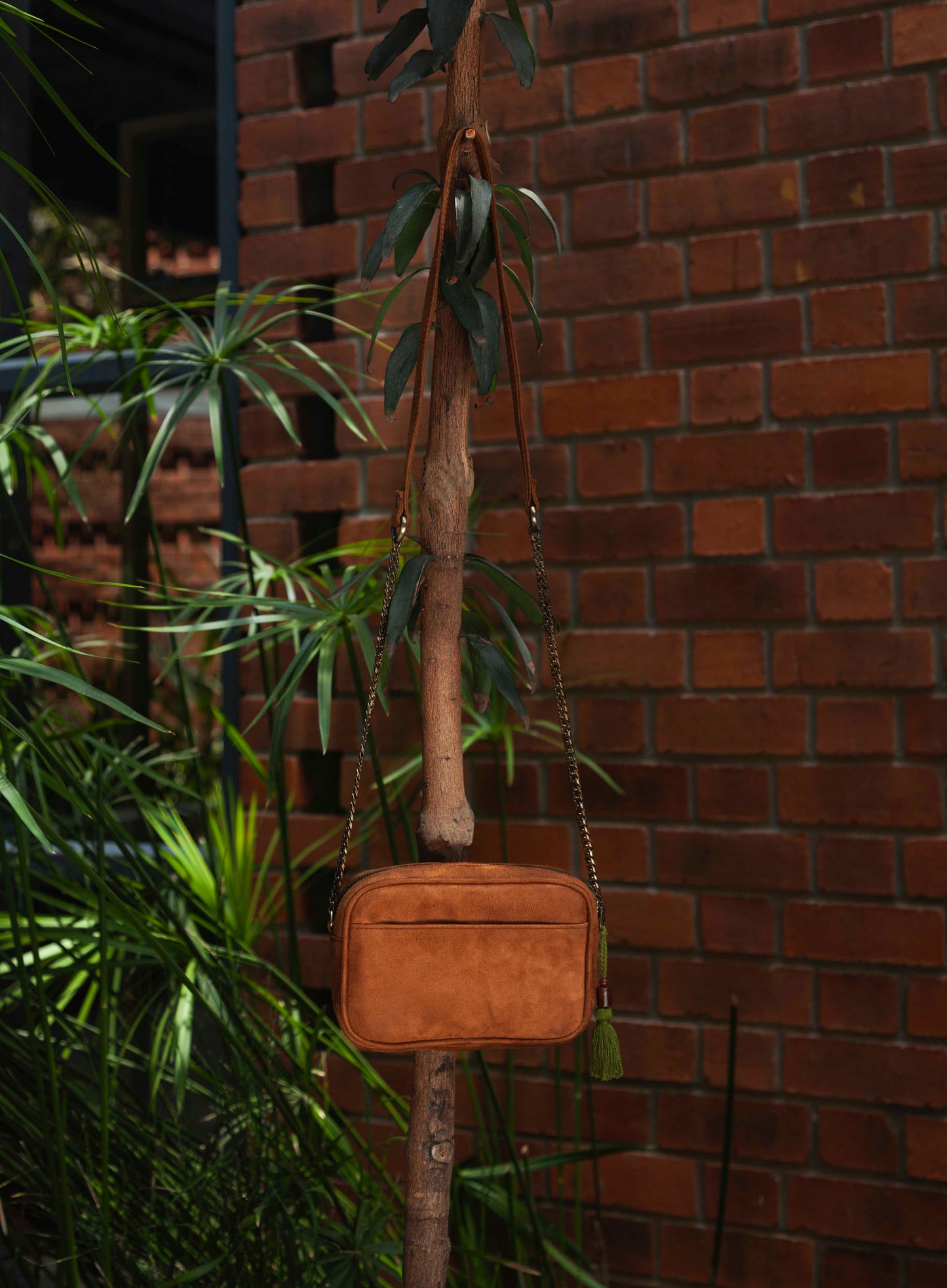 Garden Denim Vegan Suede Sling Bag