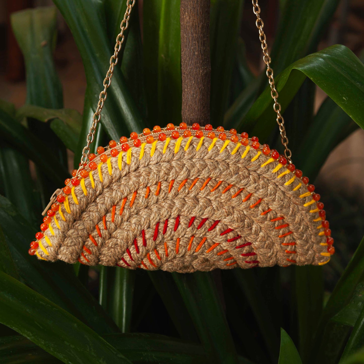 Fire Half Moon Clutch Bag