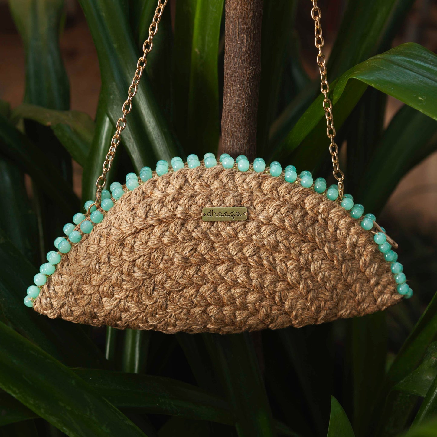 Brunnera Bloom Half Moon Clutch Bag