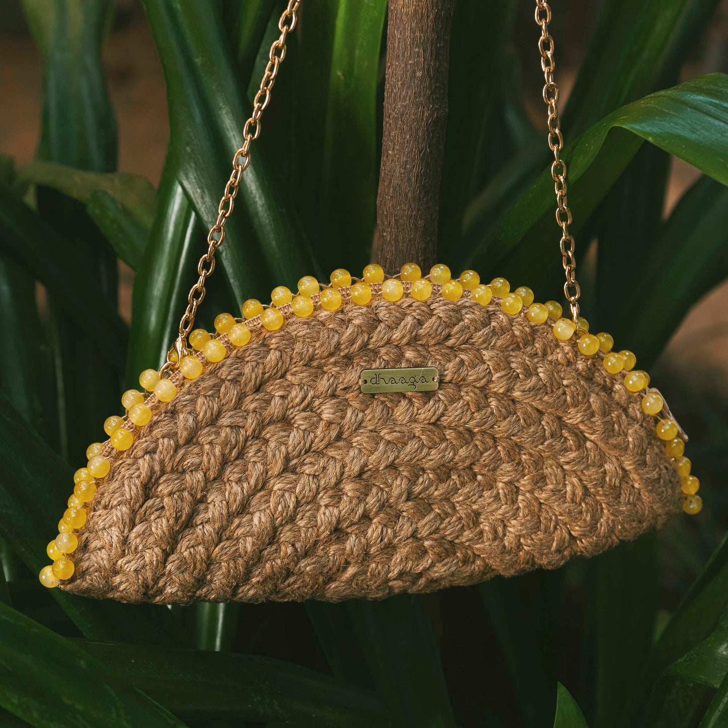 Yellow Bloom Half Moon Clutch Bag