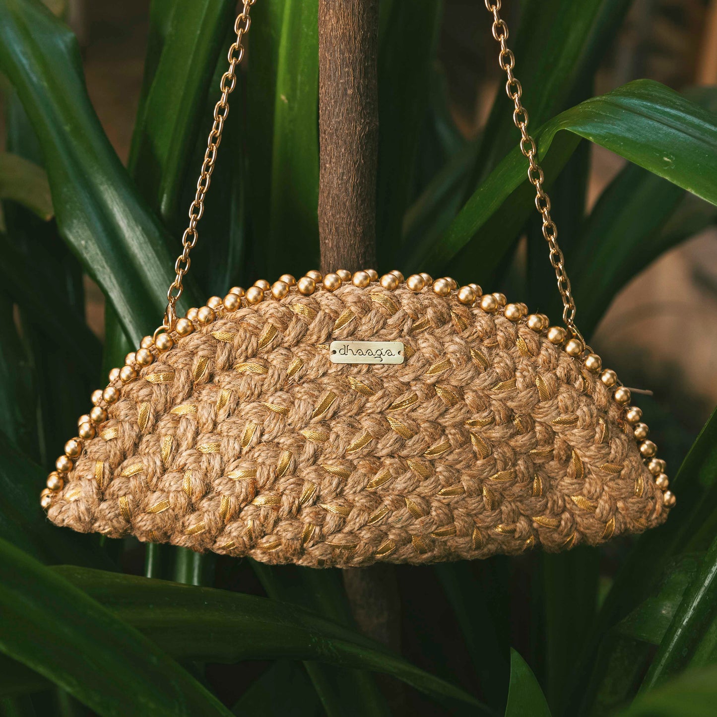 Golden Glow Half Moon Clutch Bag