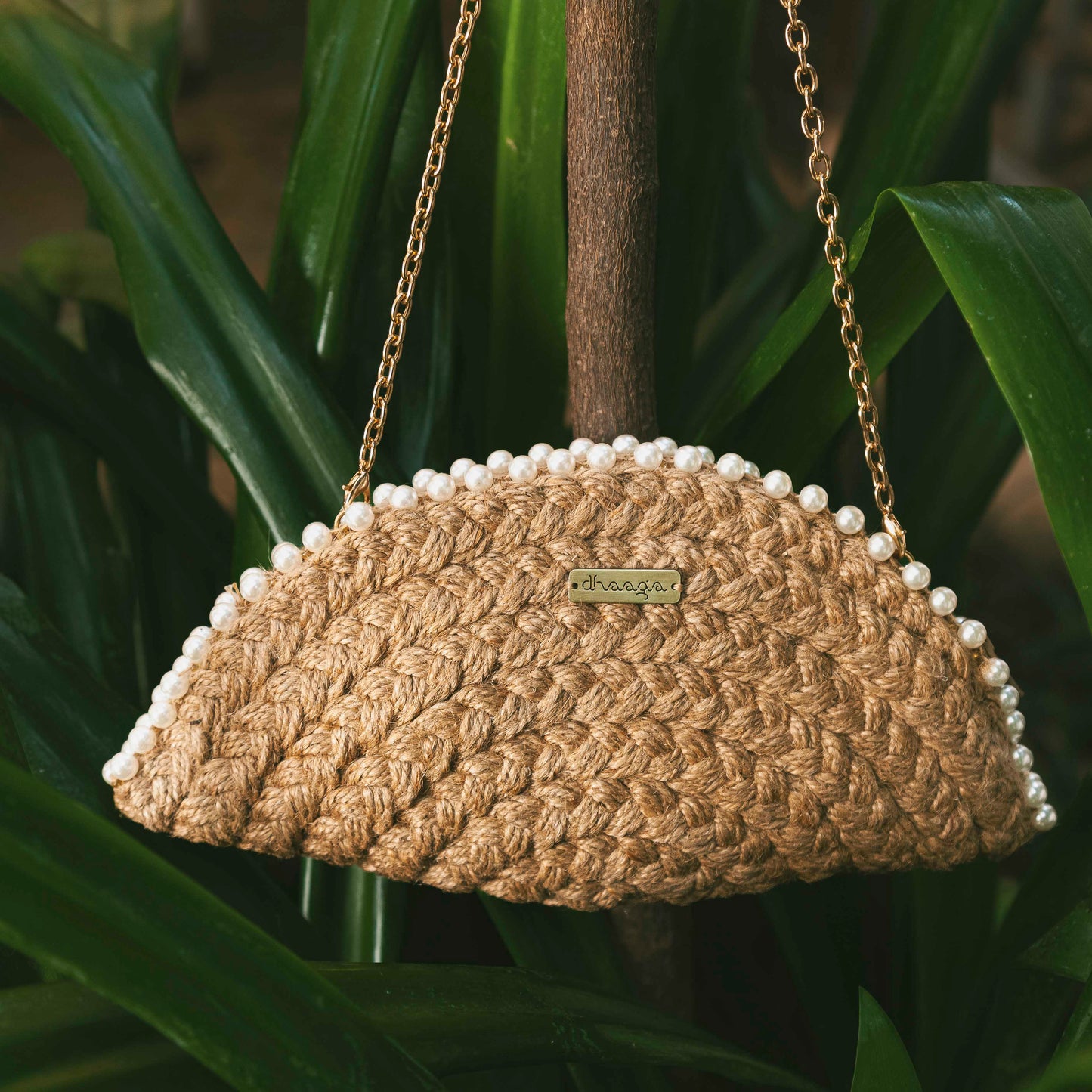 Serene White Half Moon Clutch Bag