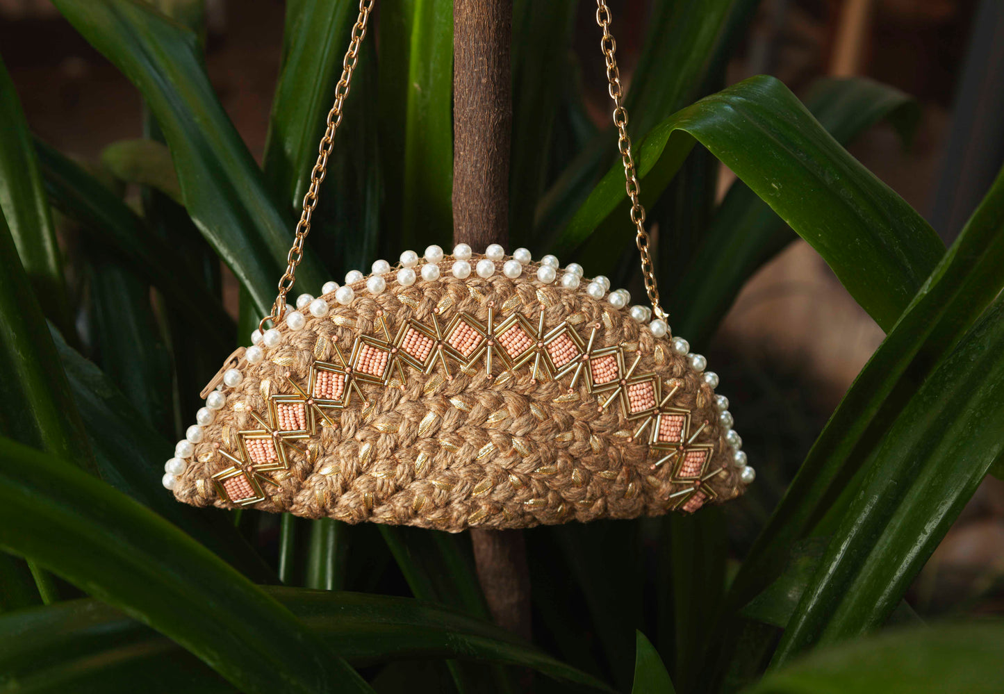 White Diamond Half Moon Clutch Bag