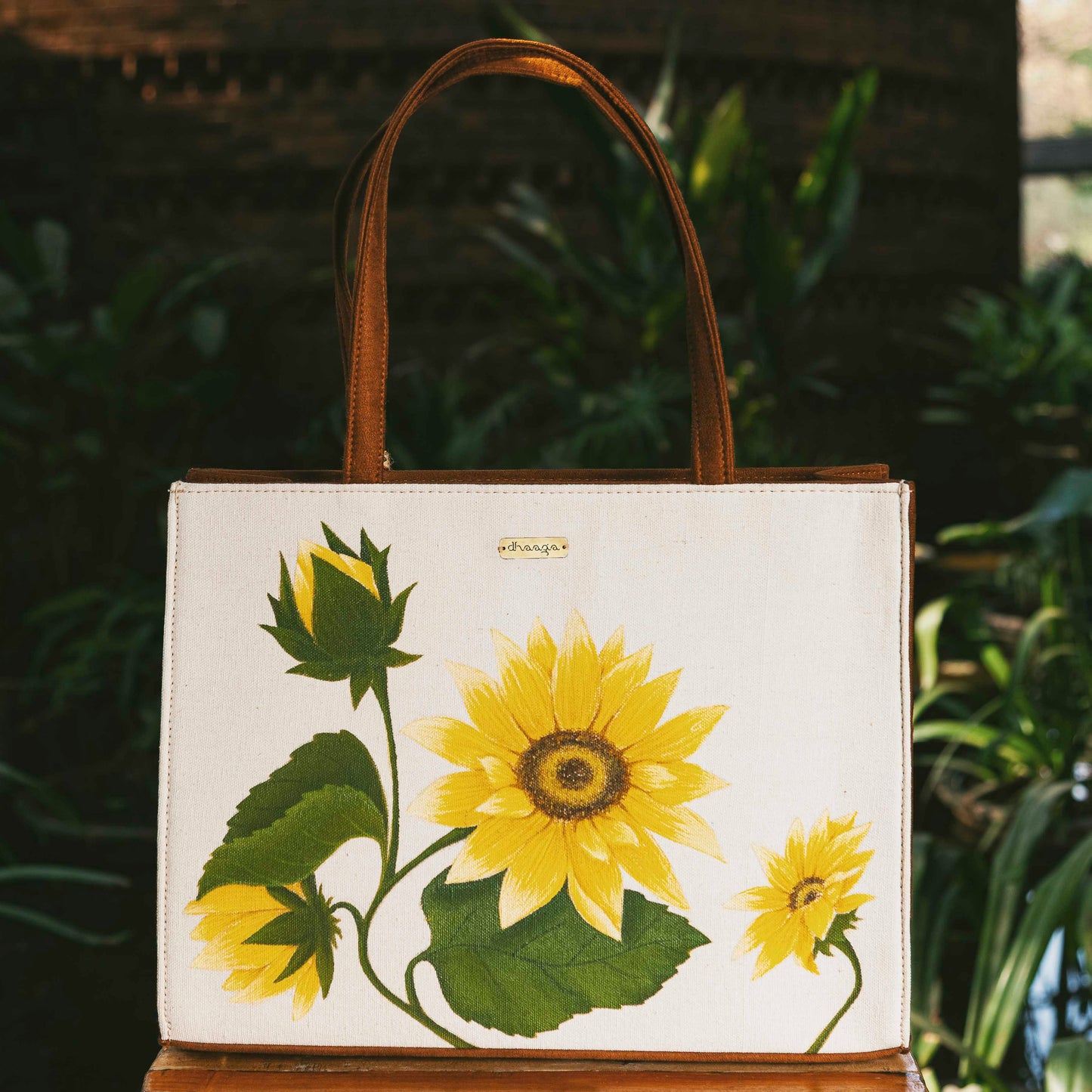 Hand-painted Sunflower Tote Bag