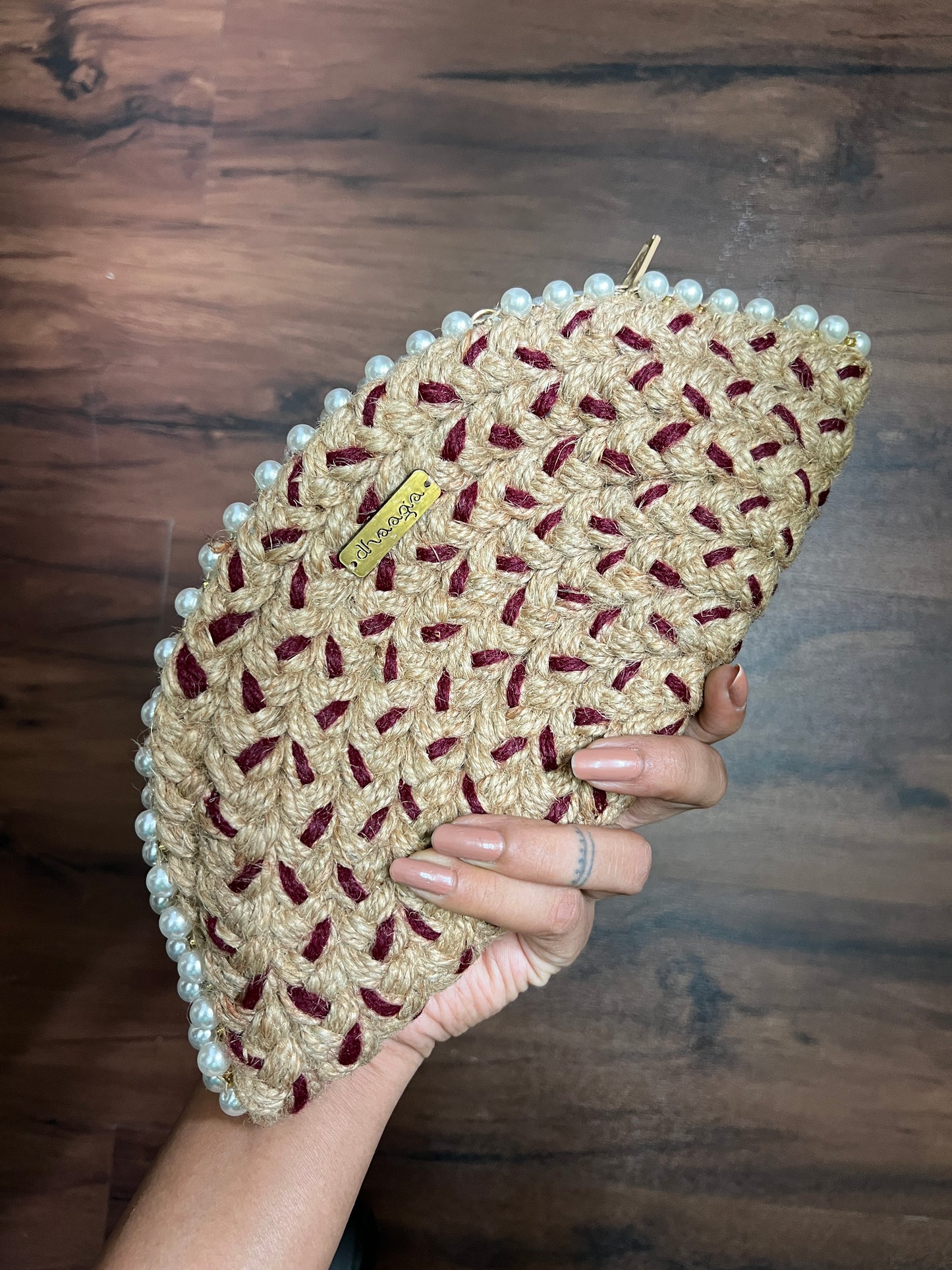 Crimson Diamond Half Moon Clutch Bag
