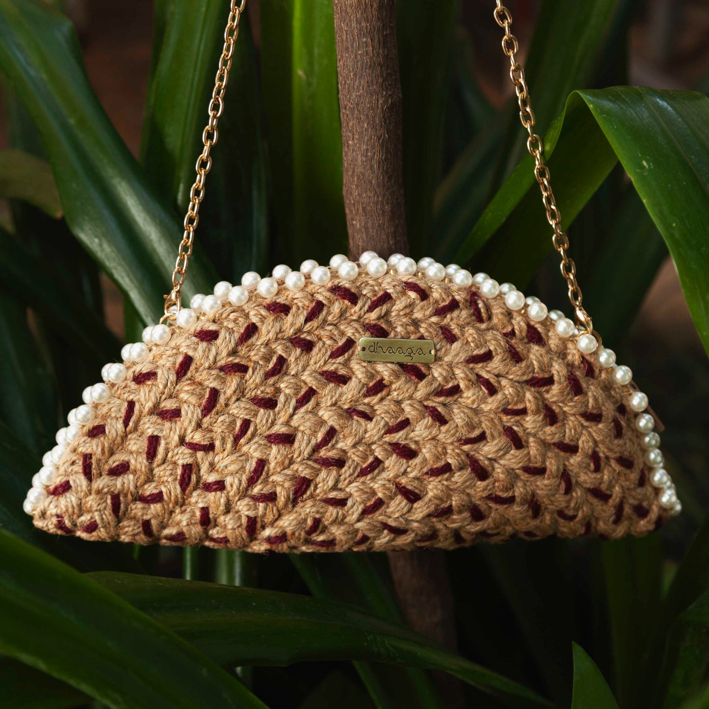 Crimson Diamond Half Moon Clutch Bag