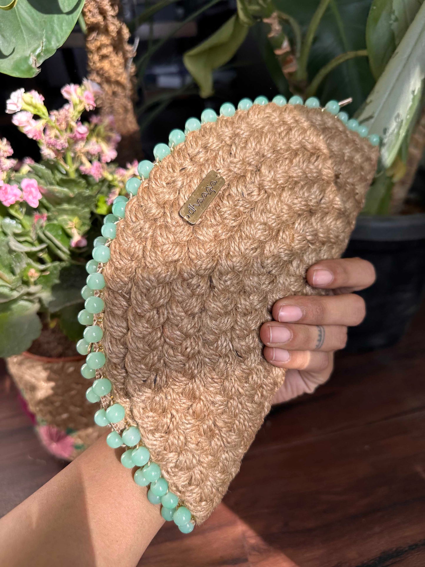 Brunnera Bloom Half Moon Clutch Bag
