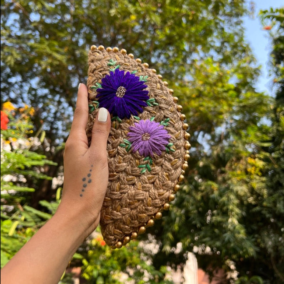 Lavender Love Gold Half Moon Clutch Bag