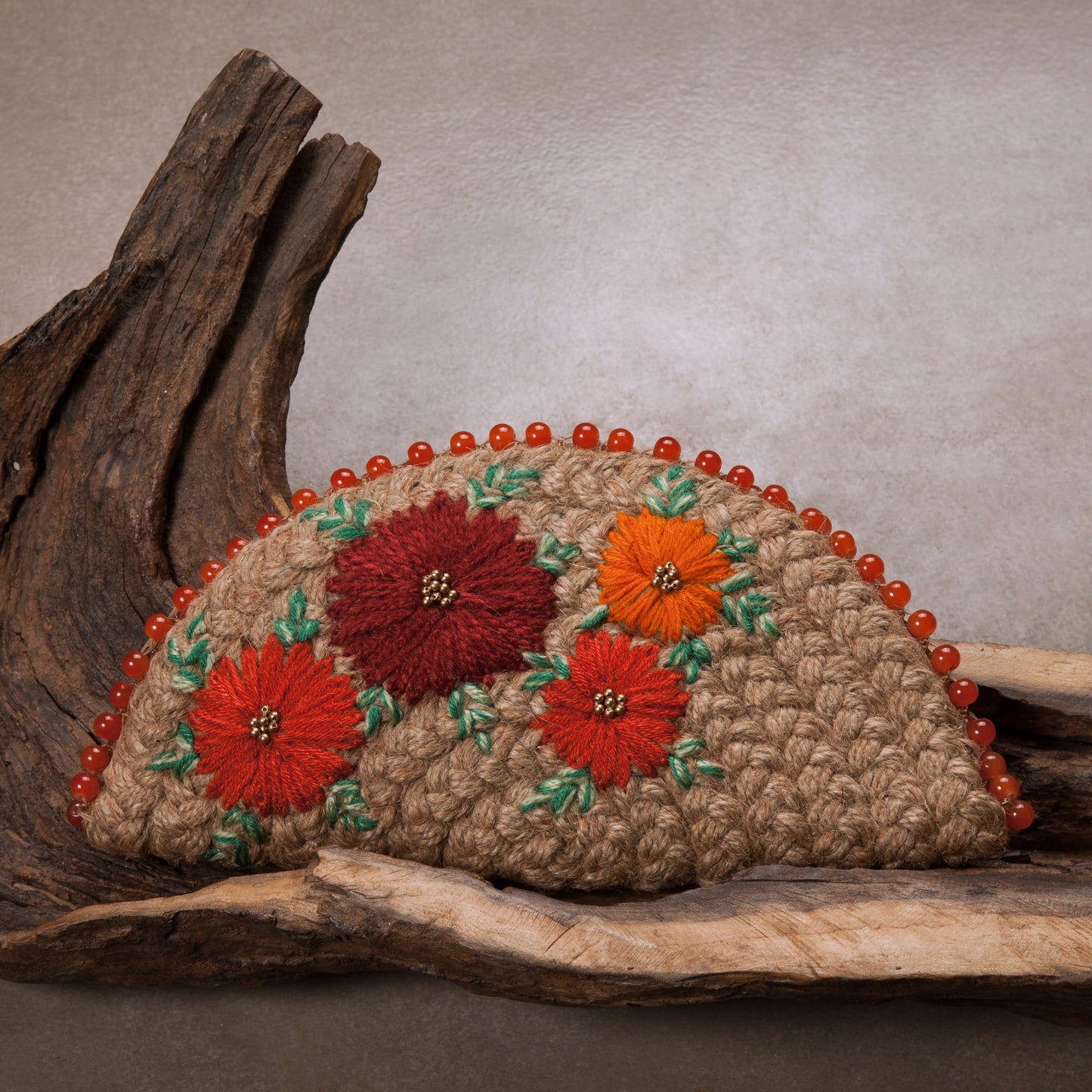 Orange Half Moon Clutch Bag