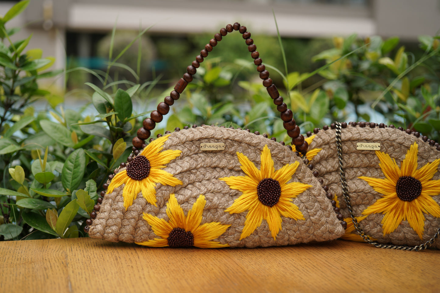 Large Sunflower Meadow Half Moon Clutch Bag