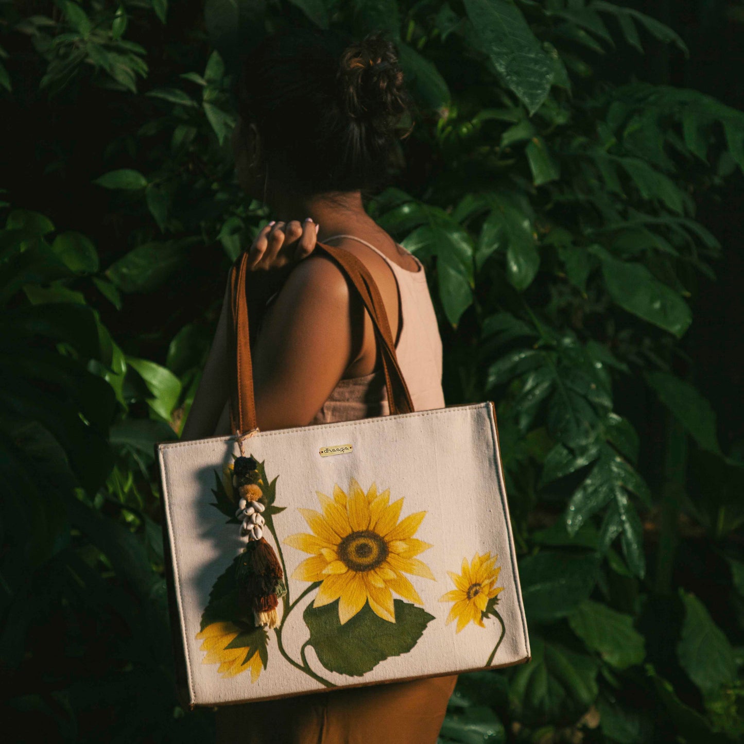 Hand-painted Sunflower Tote Bag