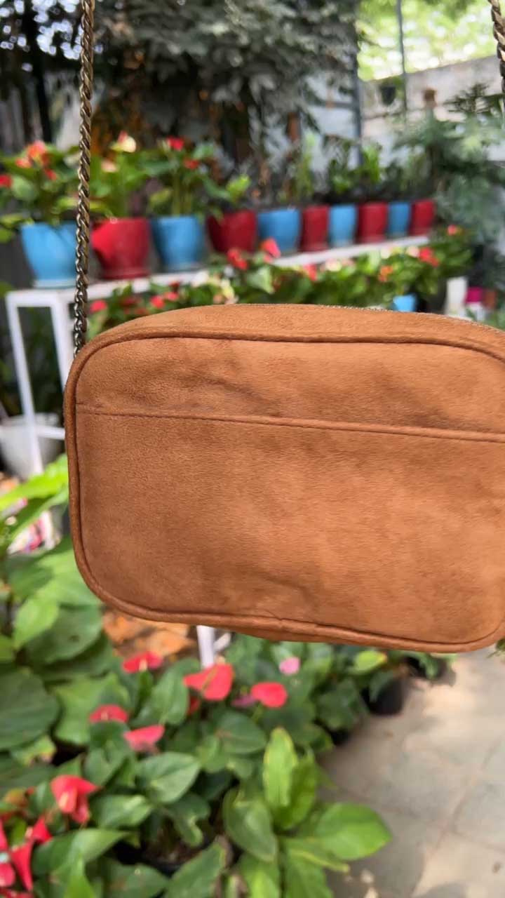 Garden Denim Vegan Suede Sling Bag
