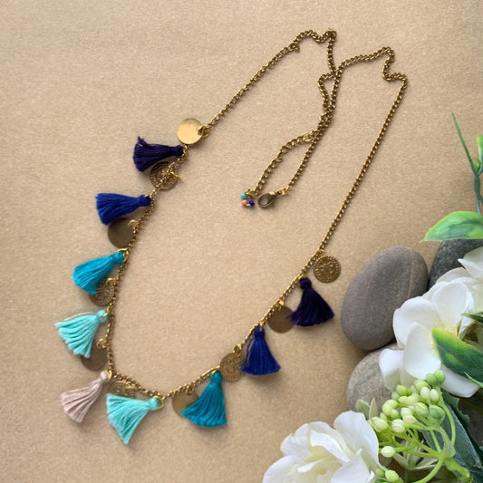 Blue Ocean Tassel Necklace