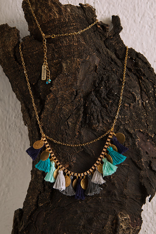 Blue Ocean Tassel Chain Necklace