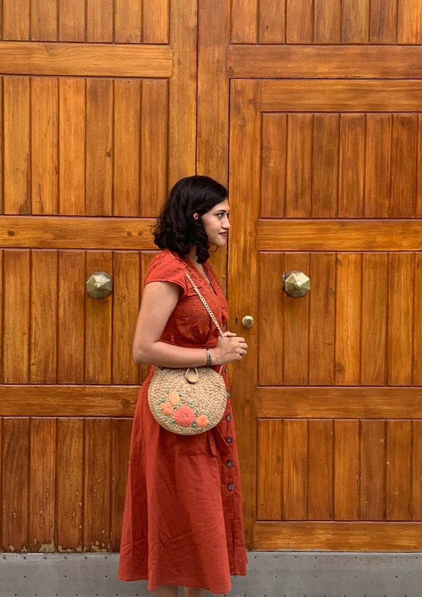 Peachy Orange Full Moon Bag