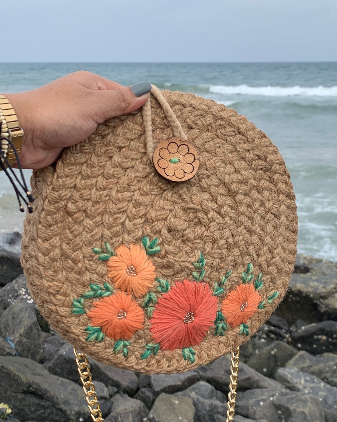 Peachy Orange Full Moon Bag