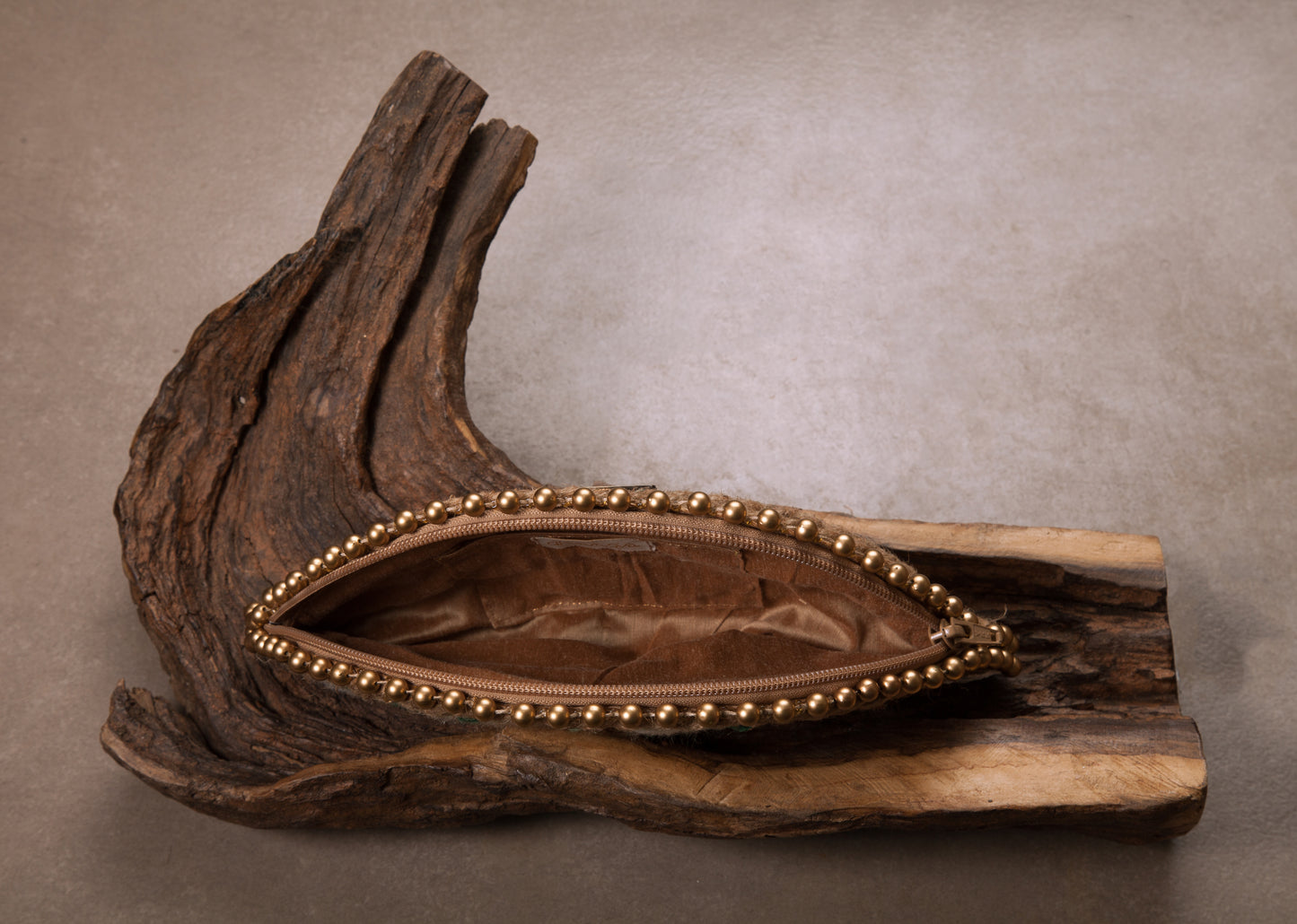 Red Gold Half Moon Clutch Bag