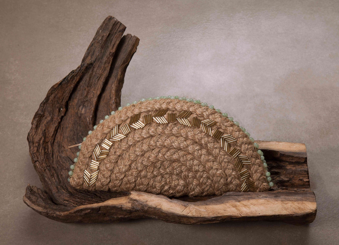 Naked Jute Half Moon Clutch Bag