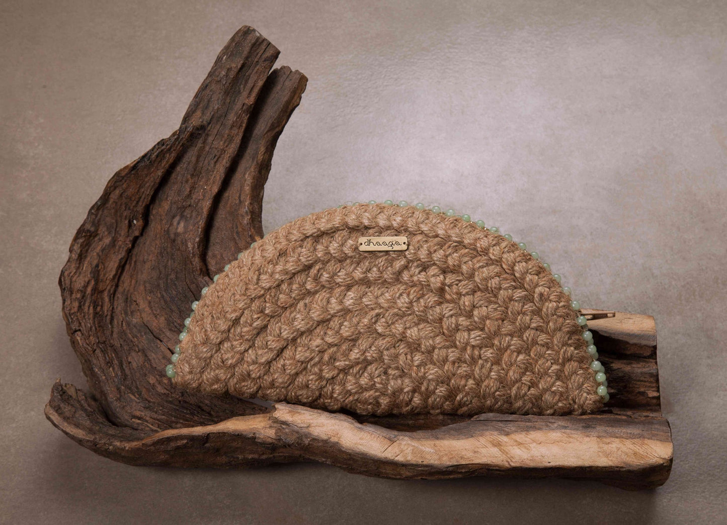 Naked Jute Half Moon Clutch Bag
