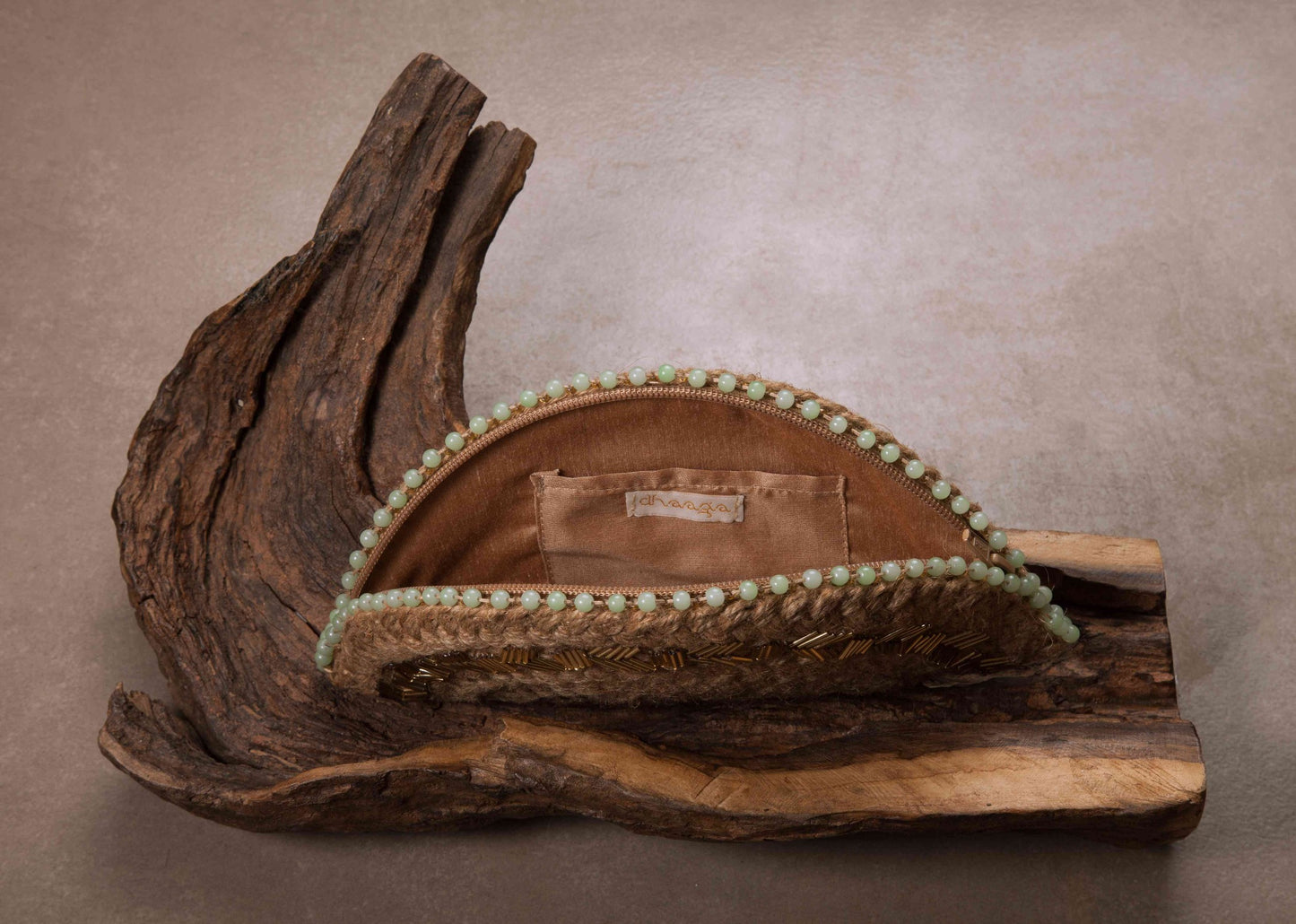 Naked Jute Half Moon Clutch Bag