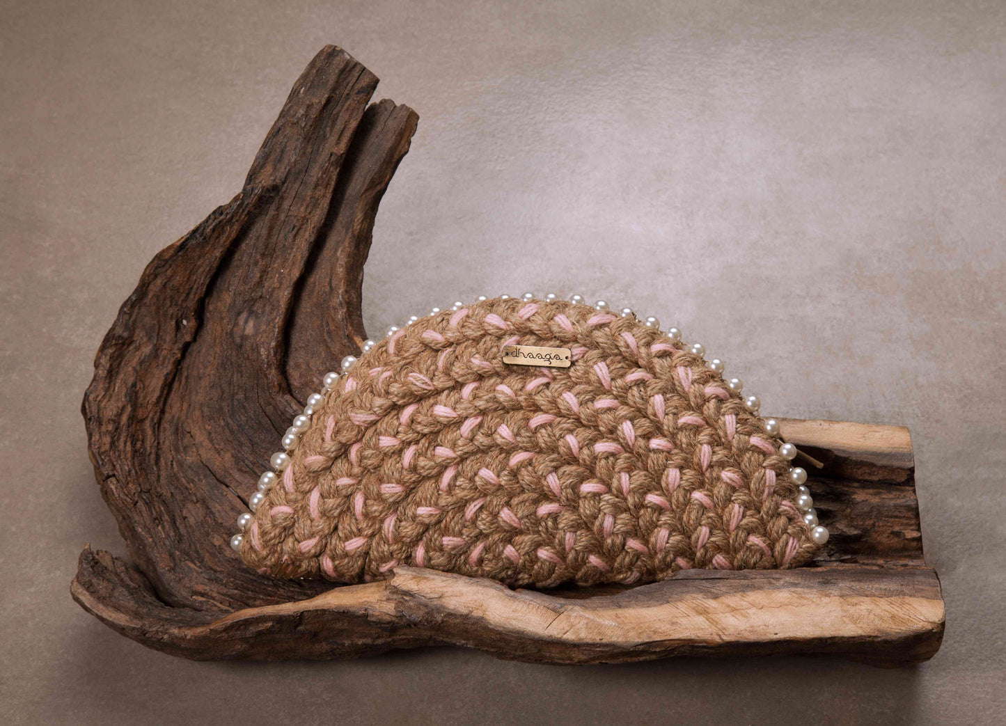 Powder Pink Half Moon Clutch Bag