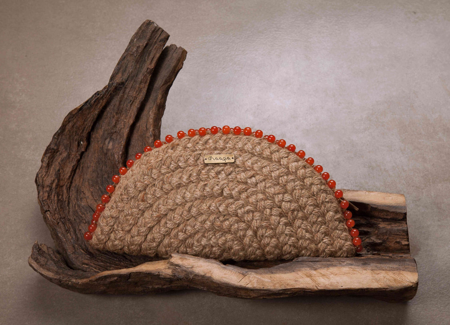 Orange Half Moon Clutch Bag