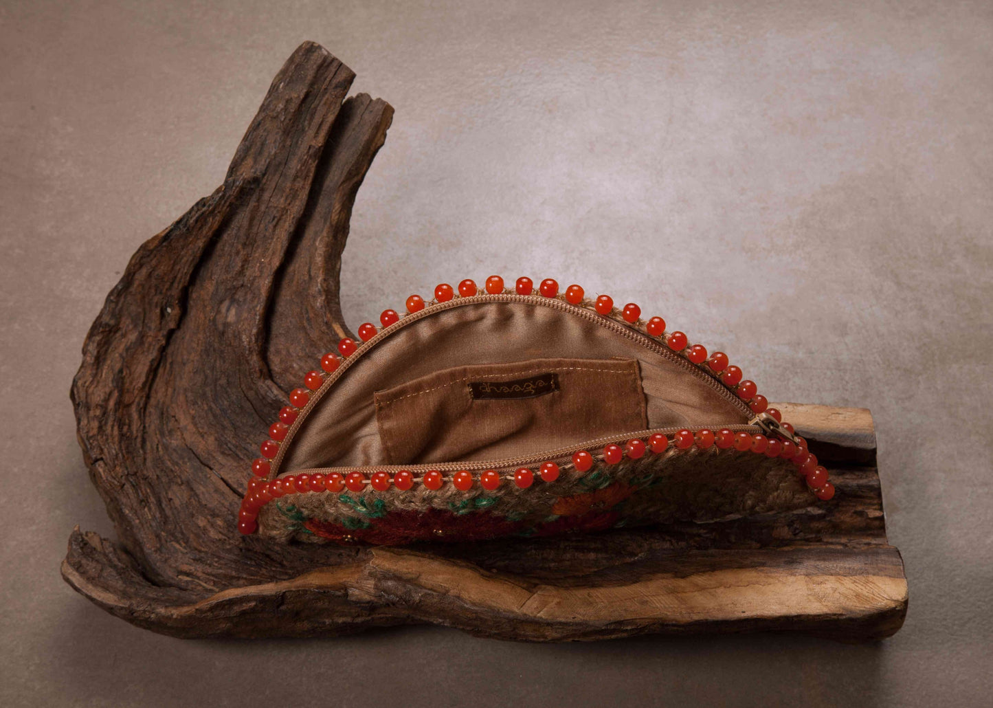 Orange Half Moon Clutch Bag