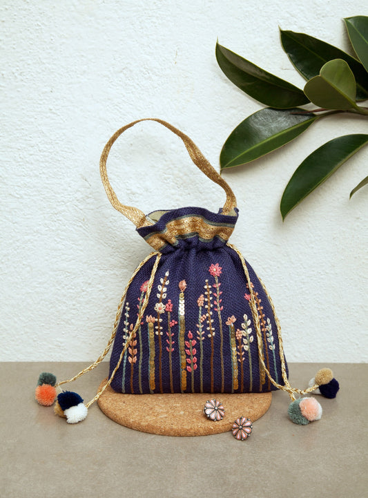 Navy Country Potli Bag