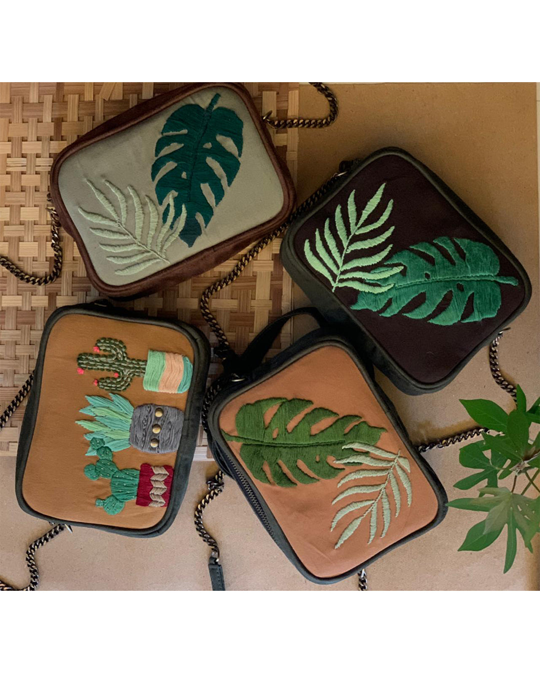 Tropical Vegan Suede Sling Bag