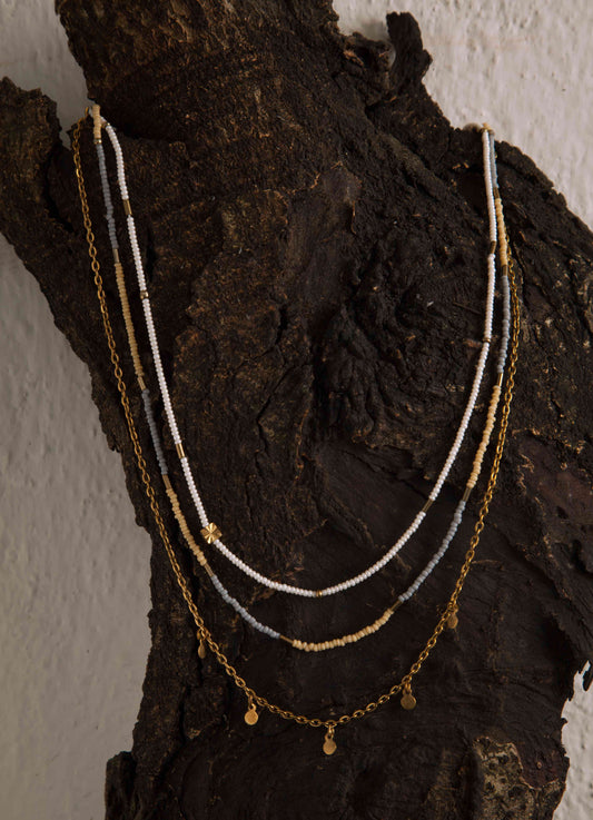 Triple Layer Pale Yellow Necklace