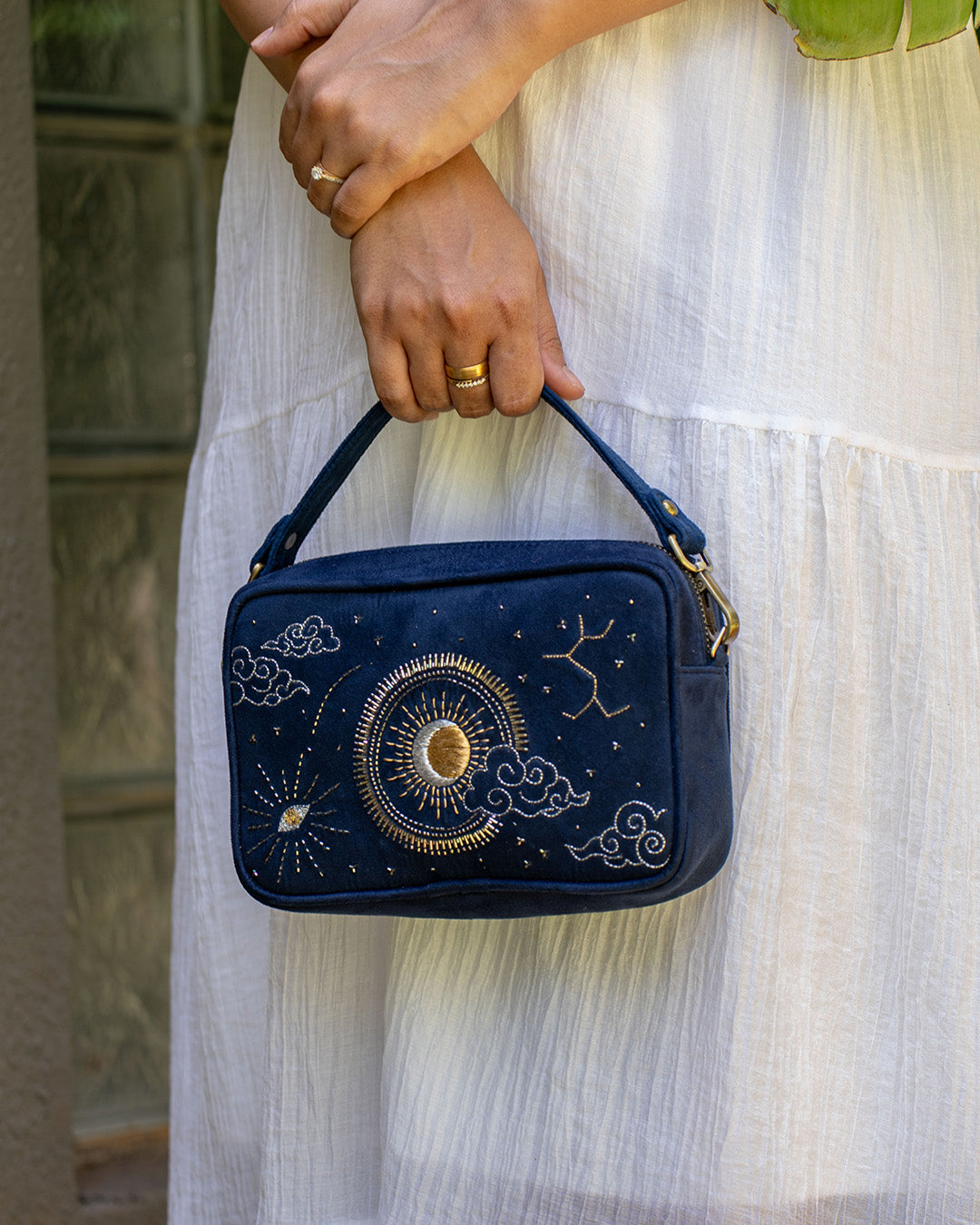 Cosmic Nazar Sling Bag | Vegan Suede