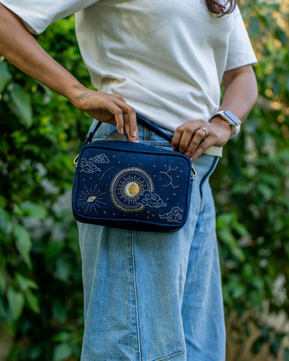 Cosmic Nazar Sling Bag | Vegan Suede