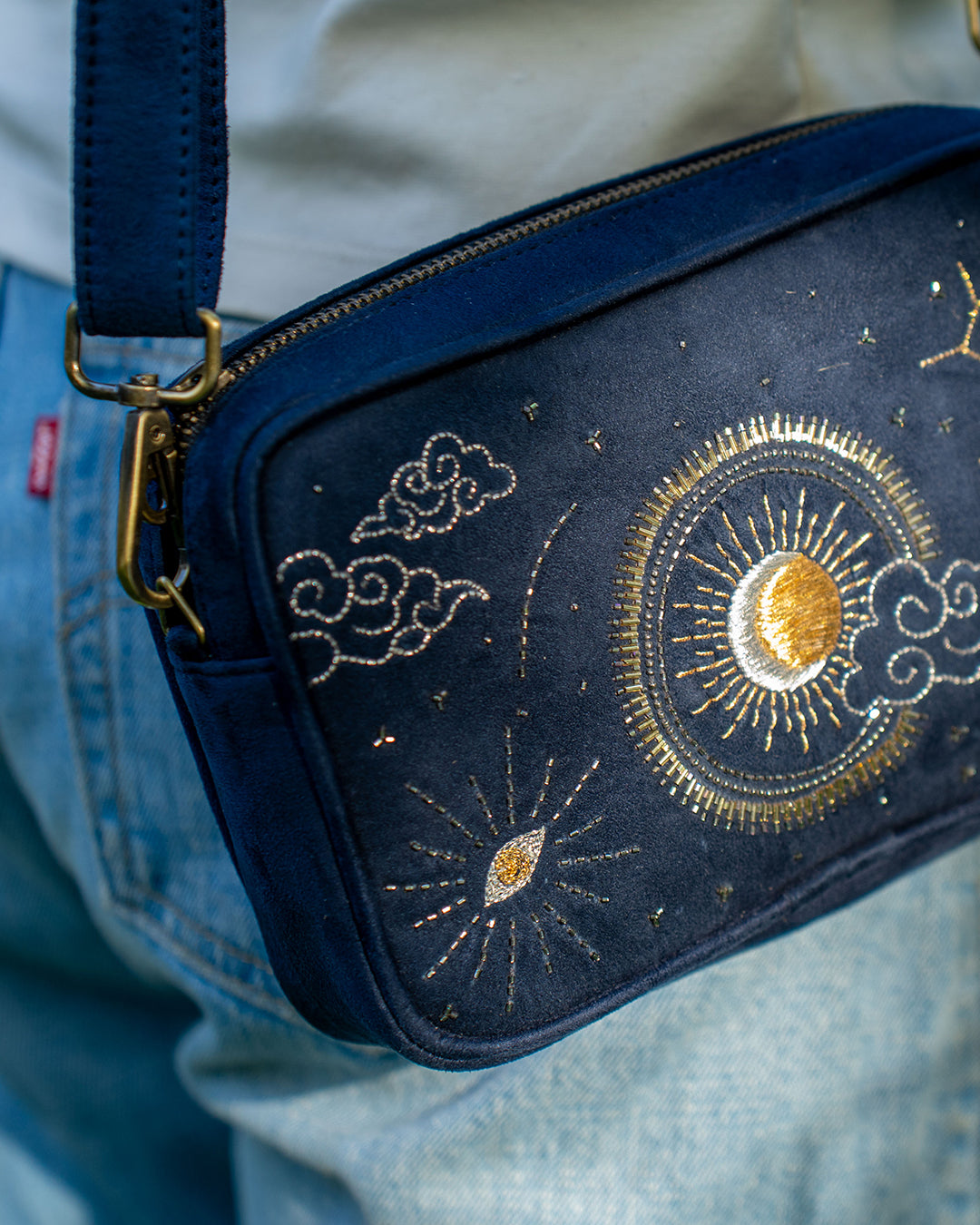 Cosmic Nazar Sling Bag | Vegan Suede