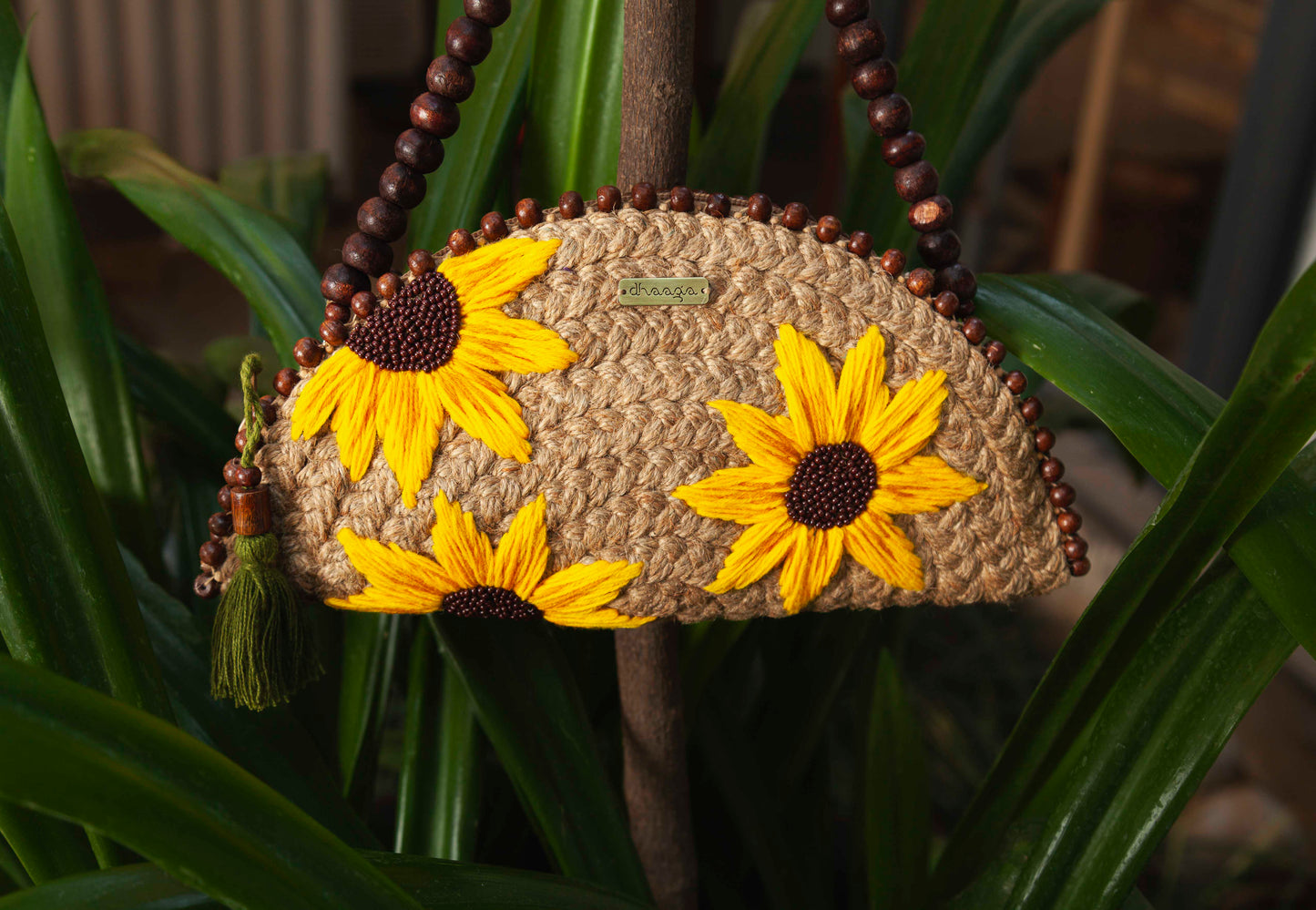 Large Sunflower Meadow half moon clutch bag