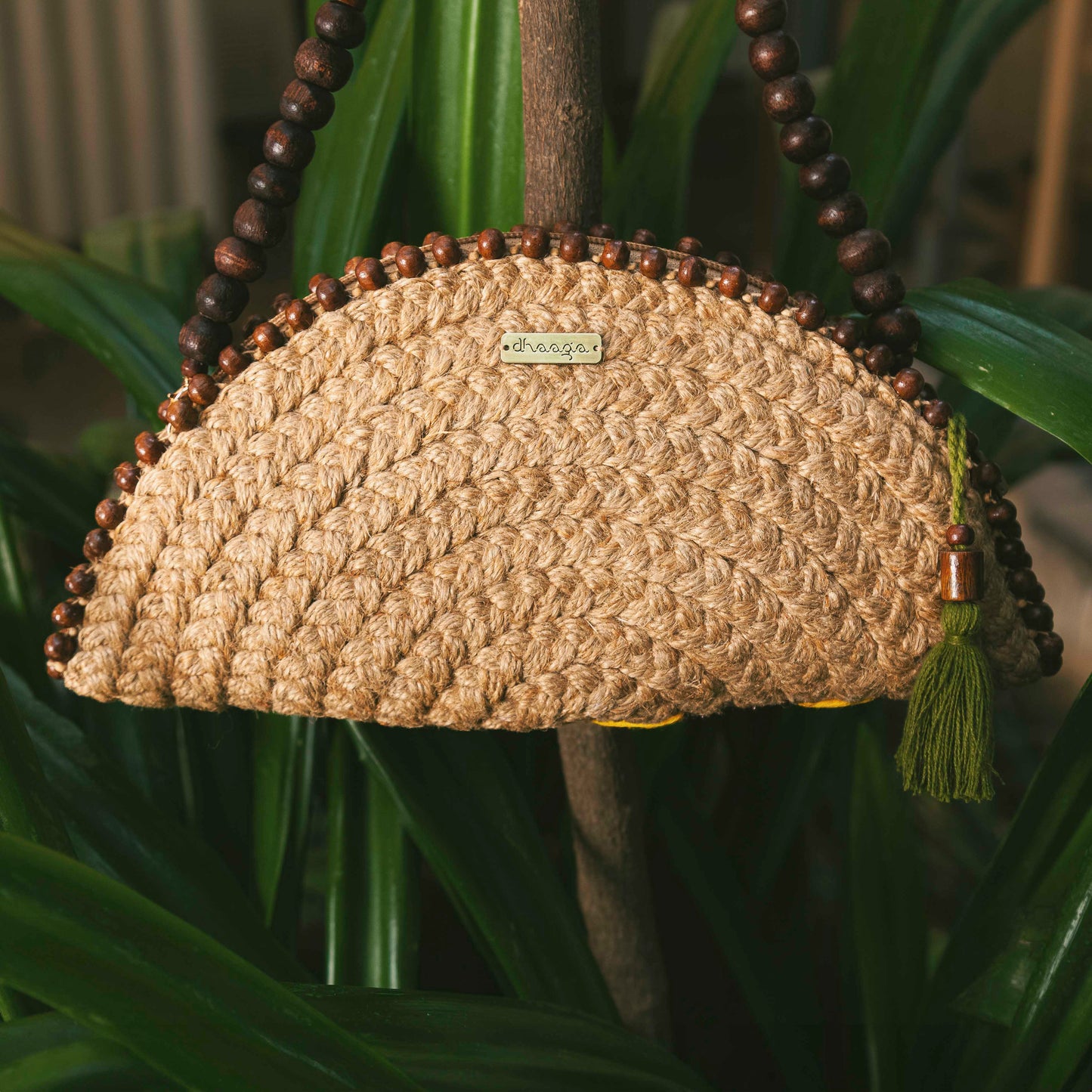 Große Clutch mit Halbmond-Motiv „Tropical Coco“