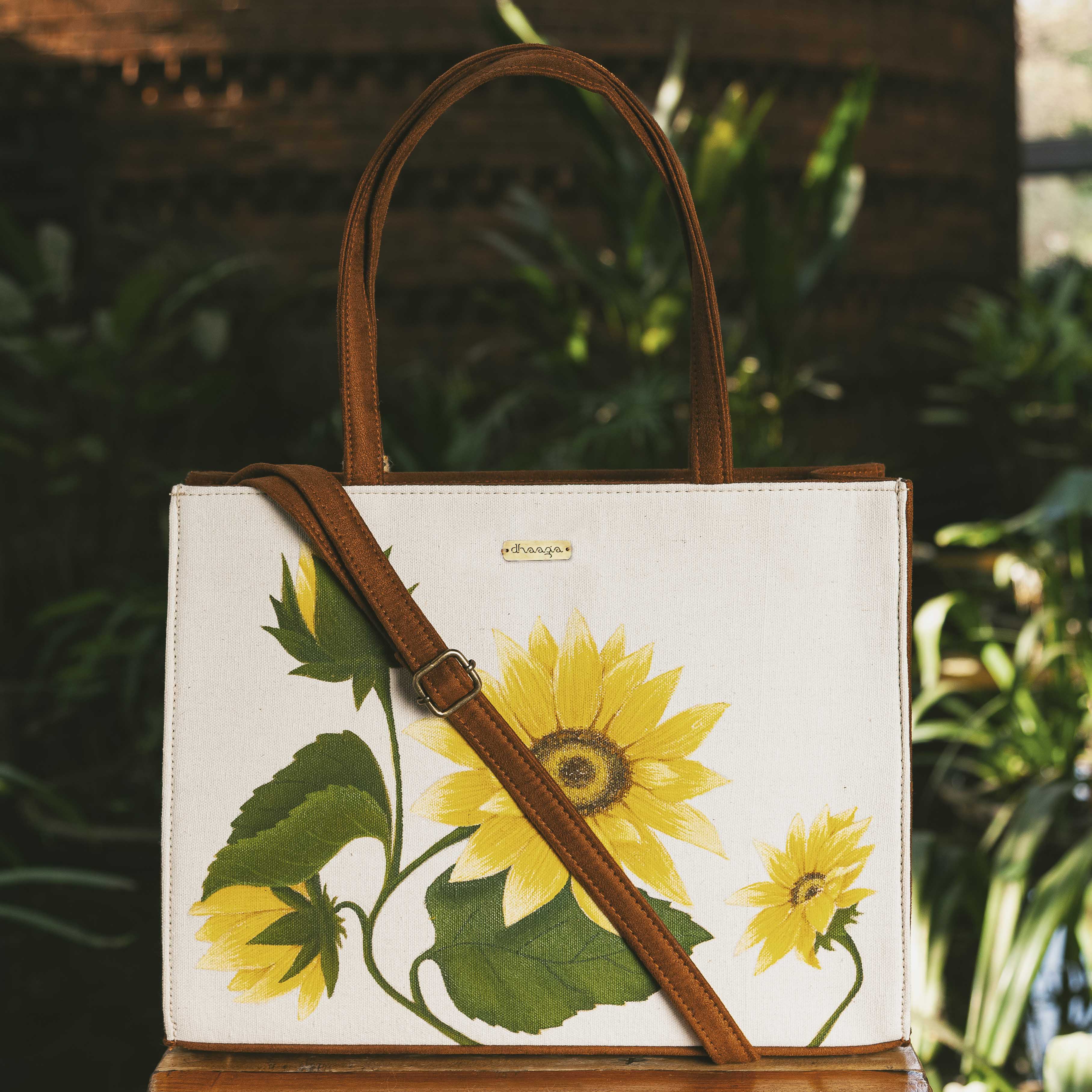 Buy Sunflower Tote Bag Online In India Dhaaga life Dhaaga Life