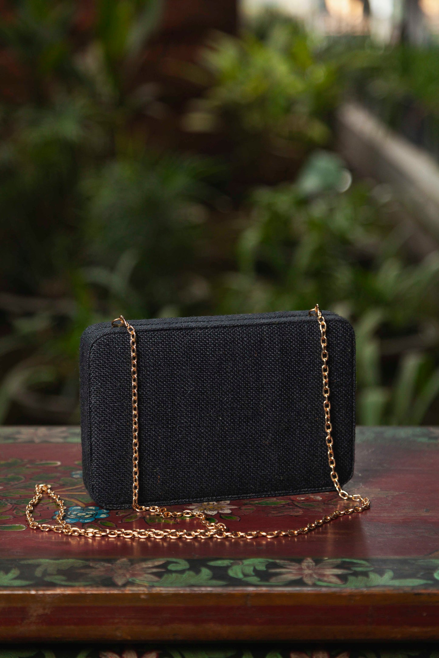 Pink Buttercups Black Box Clutch