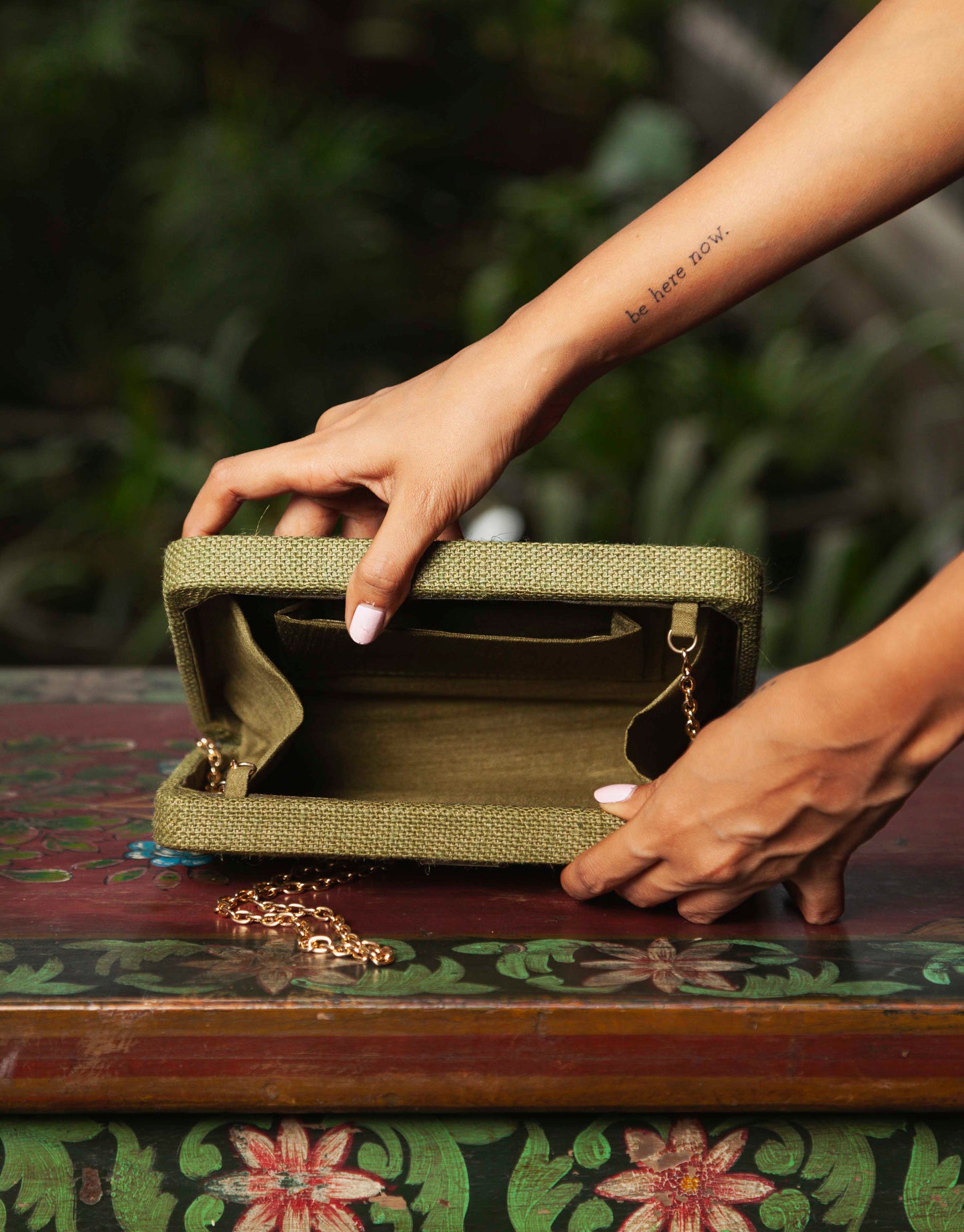 Olive Box Clutch