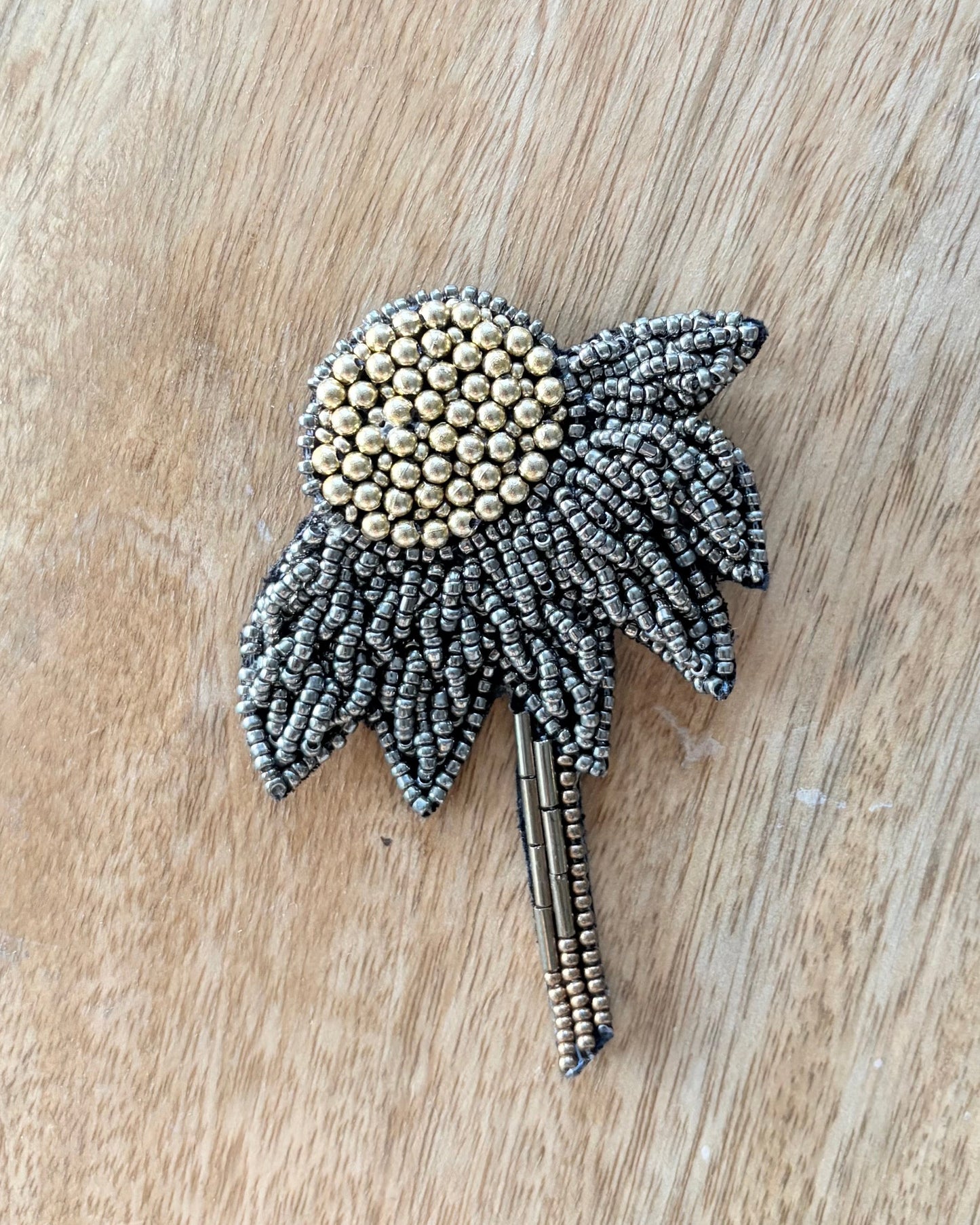 Bead-embroidered brooches