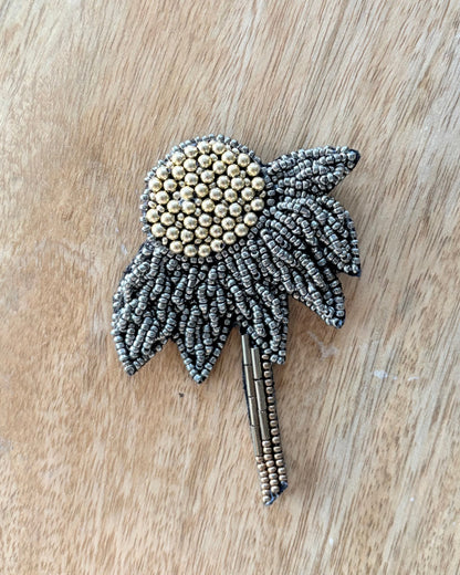 Bead-embroidered brooches