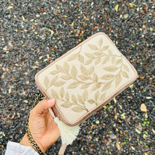 Grey Leafy Sling bag