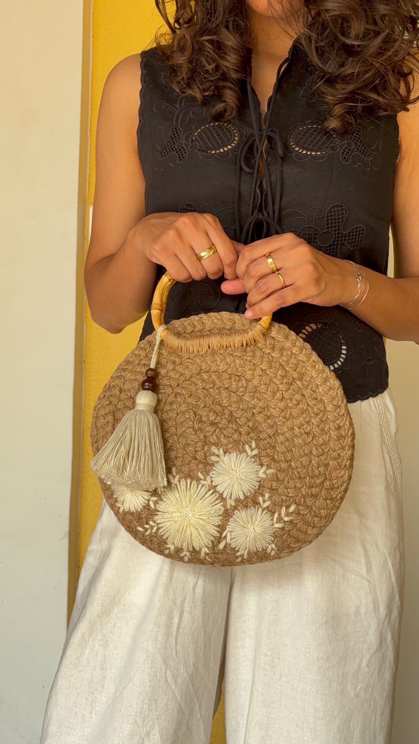 Serene White Full Moon Handbag