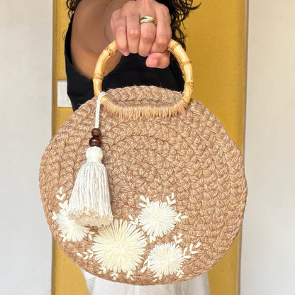 Serene White Full Moon Handbag