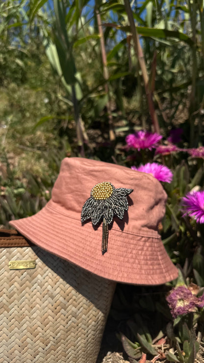 Bead-embroidered brooches