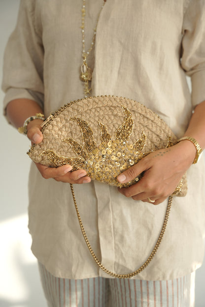 Golden Hour Half Moon Clutch Bag