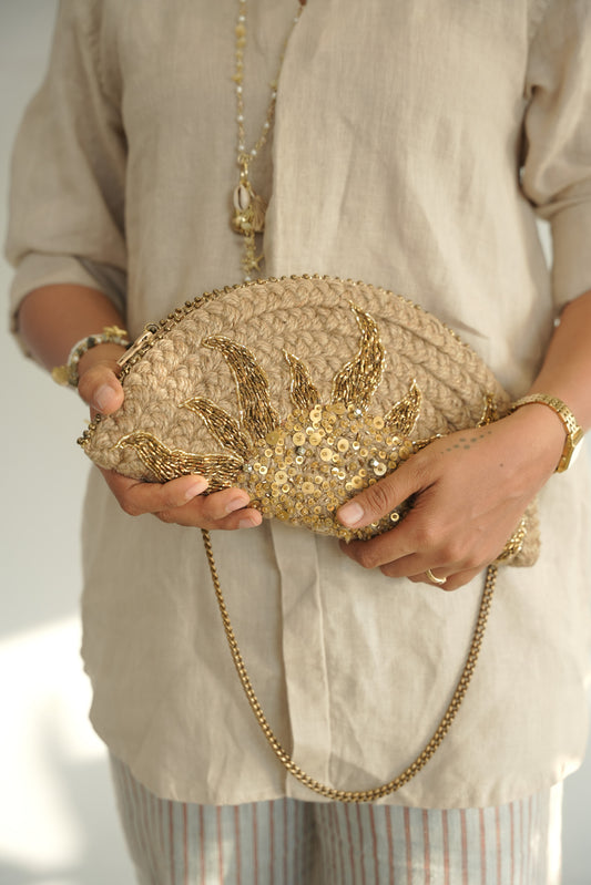Golden Hour Half Moon Clutch Bag