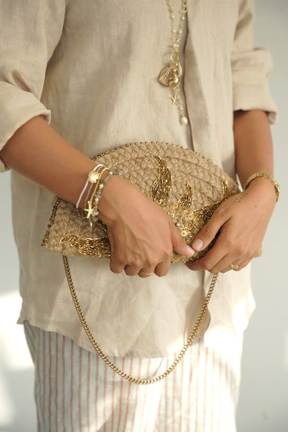 Golden Hour Half Moon Clutch Bag
